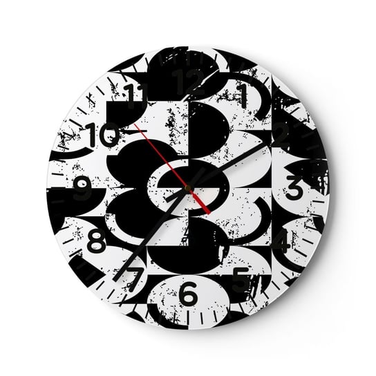 Zegar ścienny - Białe jest białe, a czarne czarne - 40x40cm - Abstrakcja Sztuka Grafika - Okrągły zegar szklany - Nowoczeny Stylowy Zegar do salonu do kuchni - Cichy i Modny zegar ARTTOR