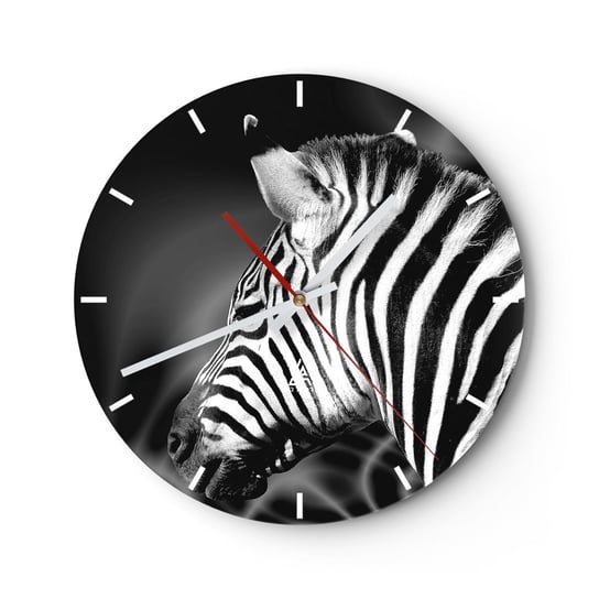 Zegar ścienny - Białe jest białe, a czarne jest czarne - 30x30cm - Zebra Czarno-Biały Zwierzęta - Okrągły zegar na szkle - Nowoczeny Stylowy Zegar do salonu do kuchni - Cichy i Modny zegar ARTTOR