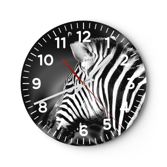 Zegar ścienny - Białe jest białe, a czarne jest czarne - 40x40cm - Zebra Czarno-Biały Zwierzęta - Okrągły zegar szklany - Nowoczeny Stylowy Zegar do salonu do kuchni - Cichy i Modny zegar ARTTOR
