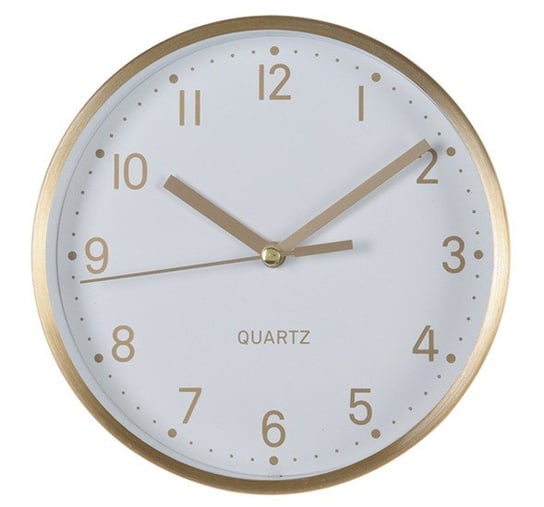 Zegar ścienny, biało-złoty, 16 cm 