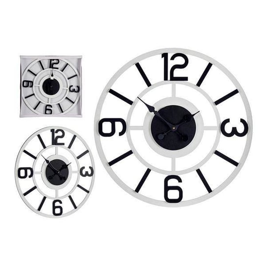 Zegar Ścienny Biały Czarny Metal MDF (60 x 3,5 x 60 cm) gift decor
