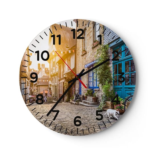 Zegar ścienny - Biały duch miasteczka - 30x30cm - Miasto Francja Architektura - Okrągły zegar ścienny - Nowoczeny Stylowy Zegar do salonu do kuchni - Cichy i Modny zegar ARTTOR