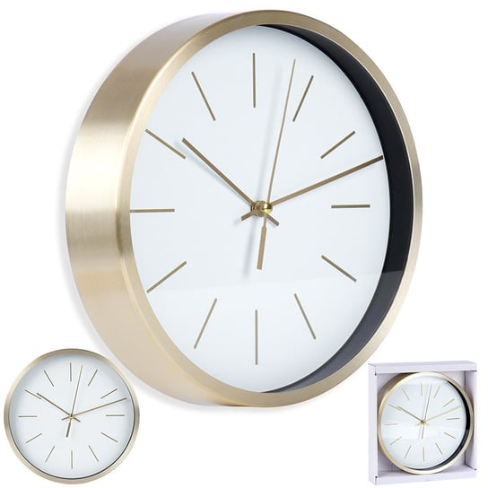 Zegar Ścienny Biały Złoty Wiszący Na Ścianę Dekoracyjny Modny Okrągły 25 cm Vilde