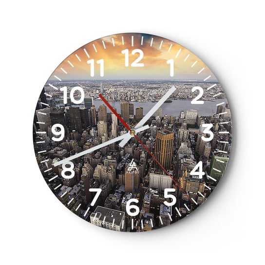 Zegar ścienny - Bijące serce naszych czasów - 30x30cm - Miasto Nowy Jork Manhattan - Okrągły zegar ścienny - Nowoczeny Stylowy Zegar do salonu do kuchni - Cichy i Modny zegar ARTTOR