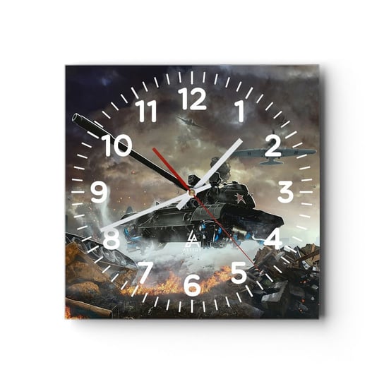 Zegar ścienny - Bitwa jest straszna i piękna - 30x30cm - Militaria Wojna Czołg - Kwadratowy zegar ścienny - Nowoczeny Stylowy Zegar do salonu do kuchni - Cichy i Modny zegar ARTTOR