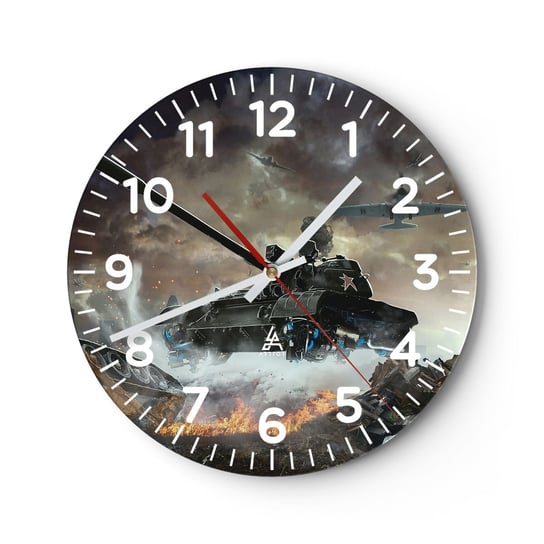 Zegar ścienny - Bitwa jest straszna i piękna - 30x30cm - Militaria Wojna Czołg - Okrągły zegar ścienny - Nowoczeny Stylowy Zegar do salonu do kuchni - Cichy i Modny zegar ARTTOR