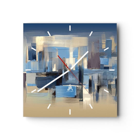 Zegar ścienny - Błękitna konstrukcja - 40x40cm - Artystyczny Abstrakcja Sztuka - Kwadratowy zegar ścienny - Nowoczeny Stylowy Zegar do salonu do kuchni - Cichy i Modny zegar ARTTOR