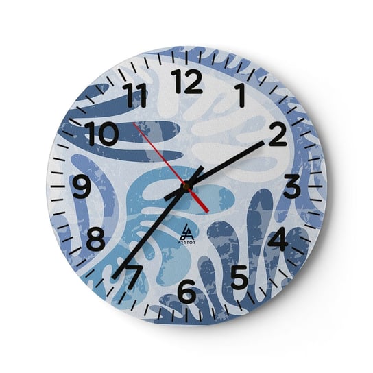 Zegar ścienny - Błękitne paprocie - 30x30cm - Minimalizm Pastelowe Boho - Okrągły zegar ścienny - Nowoczeny Stylowy Zegar do salonu do kuchni - Cichy i Modny zegar ARTTOR