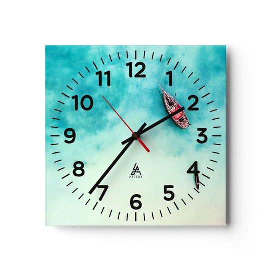 Zegar ścienny - Bo na plażach Zanzibaru, kiedy nadmiar wód… - 40x40cm - Krajobraz Zanzibar Ocean - Kwadratowy zegar szklany - Nowoczeny Stylowy Zegar do salonu do kuchni - Cichy i Modny zegar ARTTOR