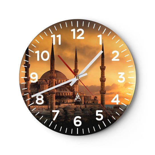 Zegar ścienny -  Bóg jest wielki - 30x30cm - Architektura Meczet Stambuł - Okrągły zegar ścienny - Nowoczeny Stylowy Zegar do salonu do kuchni - Cichy i Modny zegar ARTTOR