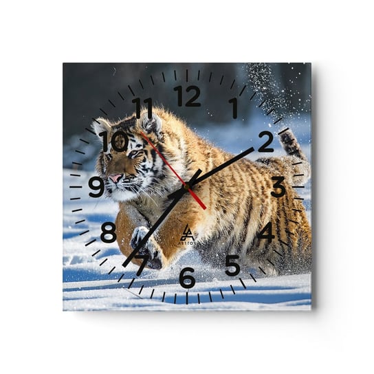 Zegar ścienny - Bóg syberyjskiej tajgi - 30x30cm - Tygrys Zwierzęta Natura - Kwadratowy zegar ścienny - Nowoczeny Stylowy Zegar do salonu do kuchni - Cichy i Modny zegar ARTTOR