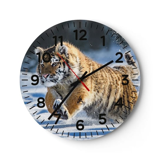 Zegar ścienny - Bóg syberyjskiej tajgi - 30x30cm - Tygrys Zwierzęta Natura - Okrągły zegar ścienny - Nowoczeny Stylowy Zegar do salonu do kuchni - Cichy i Modny zegar ARTTOR