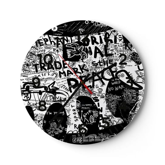 Zegar ścienny - Bogaty świat ulicy - 40x40cm - Graffiti Sztuka Grafika - Okrągły zegar szklany - Nowoczeny Stylowy Zegar do salonu do kuchni - Cichy i Modny zegar ARTTOR