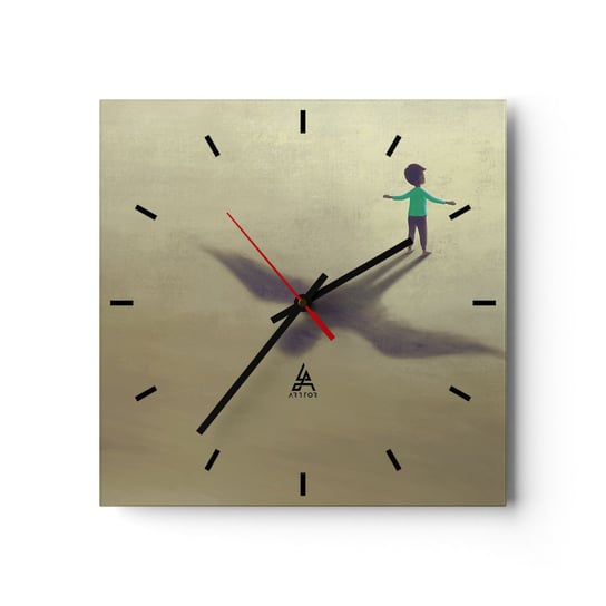 Zegar ścienny - Bohater przyszłości - 30x30cm - Abstrakcja Fantasy Sztuka - Kwadratowy zegar na szkle - Nowoczeny Stylowy Zegar do salonu do kuchni - Cichy i Modny zegar ARTTOR