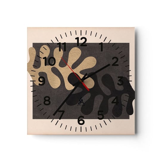 Zegar ścienny - Brak i dopełnienie - 30x30cm - Abstrakcja Liść Sztuka - Kwadratowy zegar ścienny - Nowoczeny Stylowy Zegar do salonu do kuchni - Cichy i Modny zegar ARTTOR