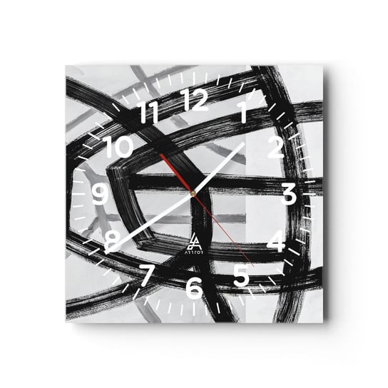 Zegar ścienny - Budowanie głębi - 30x30cm - Kreski Sztuka Nowoczesna - Kwadratowy zegar ścienny - Nowoczeny Stylowy Zegar do salonu do kuchni - Cichy i Modny zegar ARTTOR