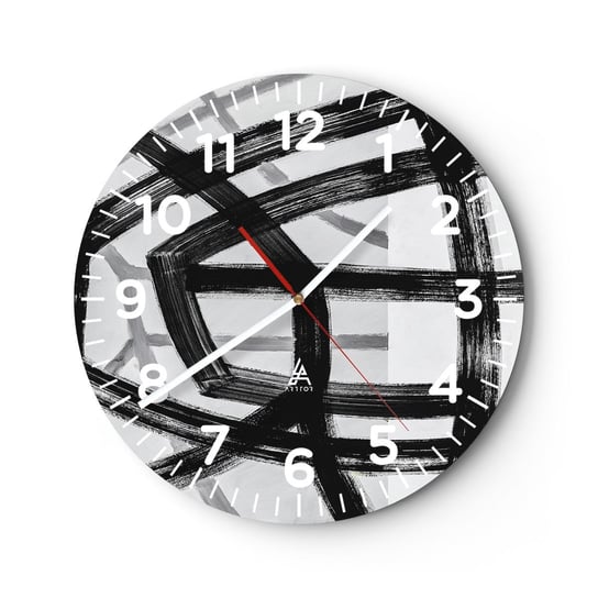 Zegar ścienny - Budowanie głębi - 30x30cm - Kreski Sztuka Nowoczesna - Okrągły zegar ścienny - Nowoczeny Stylowy Zegar do salonu do kuchni - Cichy i Modny zegar ARTTOR