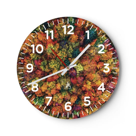 Zegar ścienny - Bukiet jesiennych drzew - 30x30cm - Krajobraz Las Drzewa - Okrągły zegar ścienny - Nowoczeny Stylowy Zegar do salonu do kuchni - Cichy i Modny zegar ARTTOR