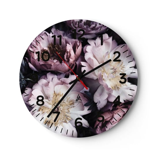 Zegar ścienny - Bukiet w dawnym stylu - 30x30cm - Piwonie Kwiaty Bukiet Kwiatów - Okrągły zegar ścienny - Nowoczeny Stylowy Zegar do salonu do kuchni - Cichy i Modny zegar ARTTOR