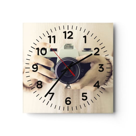 Zegar ścienny - By widzieć więcej… - 30x30cm - Aparat Fotograficzny Vintage Fotografia - Kwadratowy zegar ścienny - Nowoczeny Stylowy Zegar do salonu do kuchni - Cichy i Modny zegar ARTTOR
