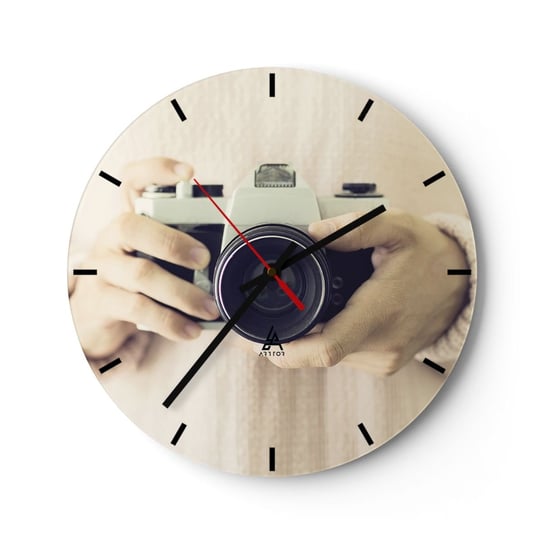 Zegar ścienny - By widzieć więcej… - 30x30cm - Aparat Fotograficzny Vintage Fotografia - Okrągły zegar na szkle - Nowoczeny Stylowy Zegar do salonu do kuchni - Cichy i Modny zegar ARTTOR