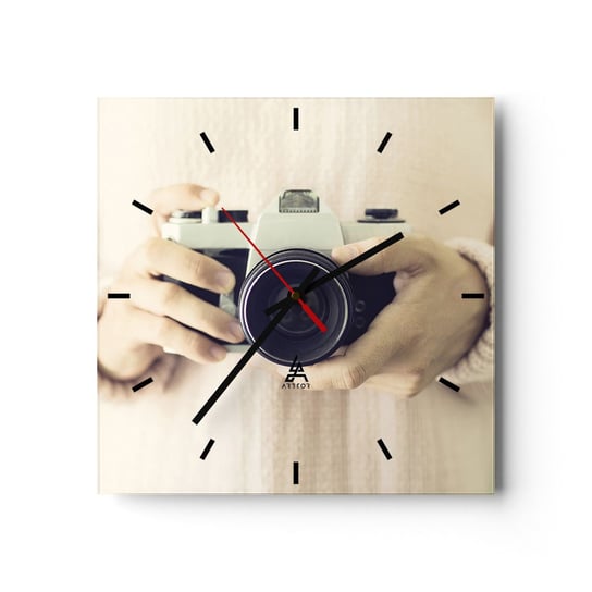 Zegar ścienny - By widzieć więcej… - 40x40cm - Aparat Fotograficzny Vintage Fotografia - Kwadratowy zegar ścienny - Nowoczeny Stylowy Zegar do salonu do kuchni - Cichy i Modny zegar ARTTOR