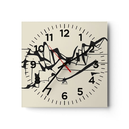 Zegar ścienny - Być może pejzaż - 30x30cm - Minimalizm Sztuka Kreska - Kwadratowy zegar ścienny - Nowoczeny Stylowy Zegar do salonu do kuchni - Cichy i Modny zegar ARTTOR