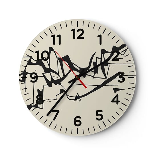 Zegar ścienny - Być może pejzaż - 30x30cm - Minimalizm Sztuka Kreska - Okrągły zegar ścienny - Nowoczeny Stylowy Zegar do salonu do kuchni - Cichy i Modny zegar ARTTOR