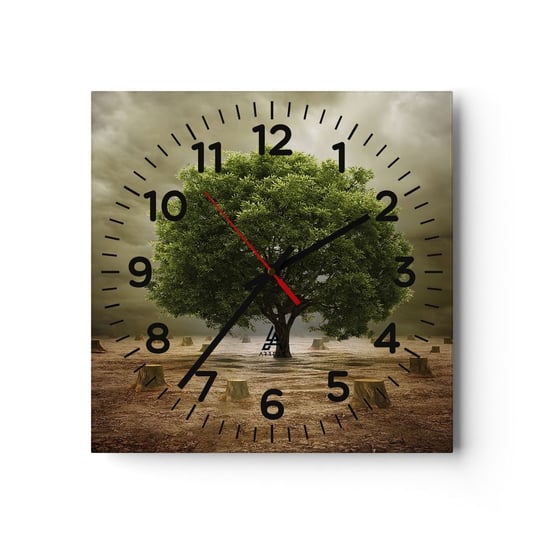 Zegar ścienny - Cała nadzieja - 30x30cm - Krajobraz Natura Drzewo - Kwadratowy zegar ścienny - Nowoczeny Stylowy Zegar do salonu do kuchni - Cichy i Modny zegar ARTTOR