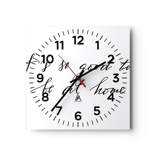 Zegar ścienny - Cała prawda - 30x30cm - Typografia Afirmacja Maksyma - Kwadratowy zegar ścienny - Nowoczeny Stylowy Zegar do salonu do kuchni - Cichy i Modny zegar ARTTOR