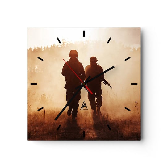 Zegar ścienny - Call of Duty - 30x30cm - Żołnierz Karabin Militaria - Kwadratowy zegar na szkle - Nowoczeny Stylowy Zegar do salonu do kuchni - Cichy i Modny zegar ARTTOR