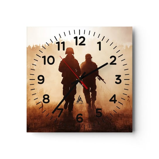 Zegar ścienny - Call of Duty - 30x30cm - Żołnierz Karabin Militaria - Kwadratowy zegar ścienny - Nowoczeny Stylowy Zegar do salonu do kuchni - Cichy i Modny zegar ARTTOR