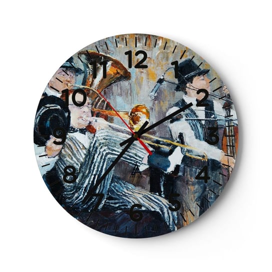 Zegar ścienny - Cały ten jazz - 30x30cm - Muzyka Zespół Muzyczny Instrumenty Muzyczne - Okrągły zegar ścienny - Nowoczeny Stylowy Zegar do salonu do kuchni - Cichy i Modny zegar ARTTOR