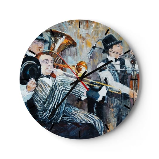 Zegar ścienny - Cały ten jazz - 40x40cm - Muzyka Zespół Muzyczny Instrumenty Muzyczne - Okrągły zegar ścienny - Nowoczeny Stylowy Zegar do salonu do kuchni - Cichy i Modny zegar ARTTOR