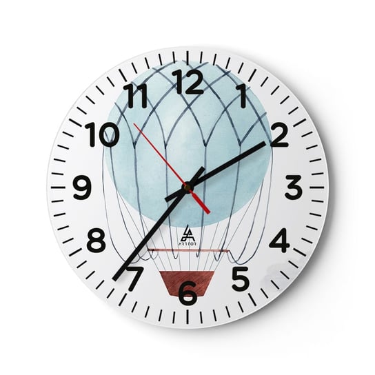Zegar ścienny - Cały w chmurach - 30x30cm - Dziecięcy Balon Minimalizm - Okrągły zegar ścienny - Nowoczeny Stylowy Zegar do salonu do kuchni - Cichy i Modny zegar ARTTOR