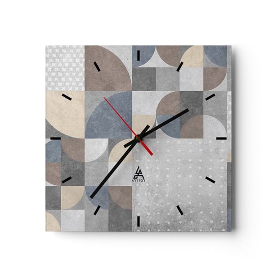 Zegar ścienny - Ceramiczna fantazja - 30x30cm - Abstrakcja Sztuka Wzór Geometryczny - Kwadratowy zegar na szkle - Nowoczeny Stylowy Zegar do salonu do kuchni - Cichy i Modny zegar ARTTOR
