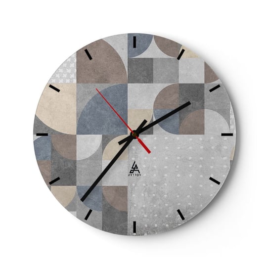 Zegar ścienny - Ceramiczna fantazja - 30x30cm - Abstrakcja Sztuka Wzór Geometryczny - Okrągły zegar na szkle - Nowoczeny Stylowy Zegar do salonu do kuchni - Cichy i Modny zegar ARTTOR