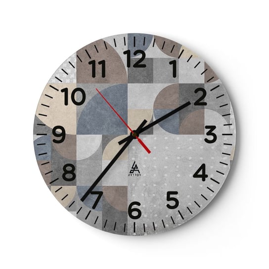 Zegar ścienny - Ceramiczna fantazja - 40x40cm - Abstrakcja Sztuka Wzór Geometryczny - Okrągły zegar szklany - Nowoczeny Stylowy Zegar do salonu do kuchni - Cichy i Modny zegar ARTTOR