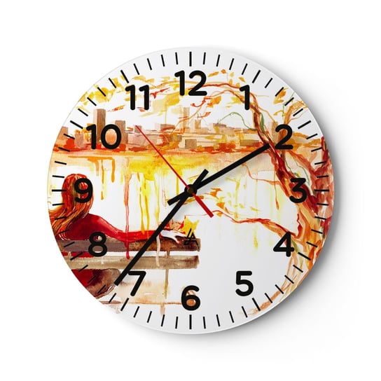 Zegar ścienny - Chwila zadumy - 30x30cm - Krajobraz Miasto Architektura - Okrągły zegar ścienny - Nowoczeny Stylowy Zegar do salonu do kuchni - Cichy i Modny zegar ARTTOR