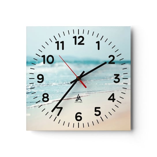 Zegar ścienny - Ciepło i szum - 30x30cm - Brzeg Morza Plaża Morze - Kwadratowy zegar ścienny - Nowoczeny Stylowy Zegar do salonu do kuchni - Cichy i Modny zegar ARTTOR