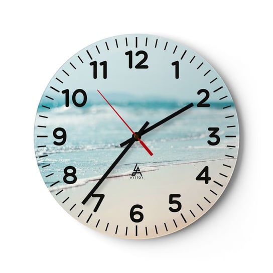 Zegar ścienny - Ciepło i szum - 30x30cm - Brzeg Morza Plaża Morze - Okrągły zegar ścienny - Nowoczeny Stylowy Zegar do salonu do kuchni - Cichy i Modny zegar ARTTOR