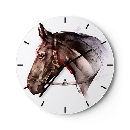 Zegar ścienny - Co za wdzięk - 40x40cm - Zwierzęta Głowa Konia Koń - Okrągły zegar ścienny - Nowoczeny Stylowy Zegar do salonu do kuchni - Cichy i Modny zegar ARTTOR