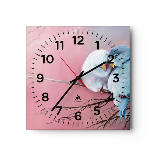 Zegar ścienny - Cóż tu dodać?… - 40x40cm - Ptaki Natura Sztuka - Kwadratowy zegar szklany - Nowoczeny Stylowy Zegar do salonu do kuchni - Cichy i Modny zegar ARTTOR