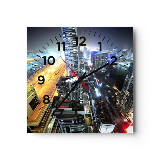 Zegar ścienny - Cud na pustyni - 30x30cm - Miasto Dubaj Architektura - Kwadratowy zegar ścienny - Nowoczeny Stylowy Zegar do salonu do kuchni - Cichy i Modny zegar ARTTOR