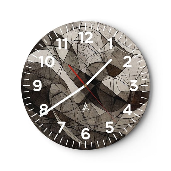 Zegar ścienny - Cyrkulacja barw ziemi - 40x40cm - Sztuka Współczesny Kredka - Okrągły zegar szklany - Nowoczeny Stylowy Zegar do salonu do kuchni - Cichy i Modny zegar ARTTOR