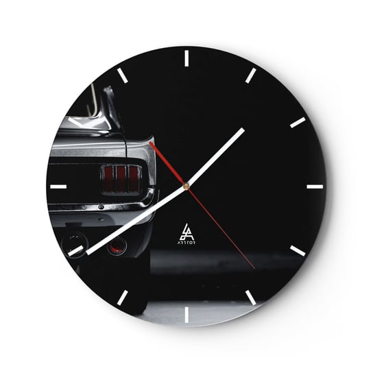 Zegar ścienny - Czar klasyki - 30x30cm - Samochód Retro Auto - Okrągły zegar na szkle - Nowoczeny Stylowy Zegar do salonu do kuchni - Cichy i Modny zegar ARTTOR
