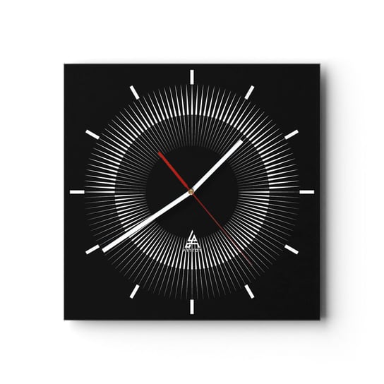 Zegar ścienny - Czarne Słońce - 40x40cm - Ciemny Słońce Koło - Kwadratowy zegar ścienny - Nowoczeny Stylowy Zegar do salonu do kuchni - Cichy i Modny zegar ARTTOR