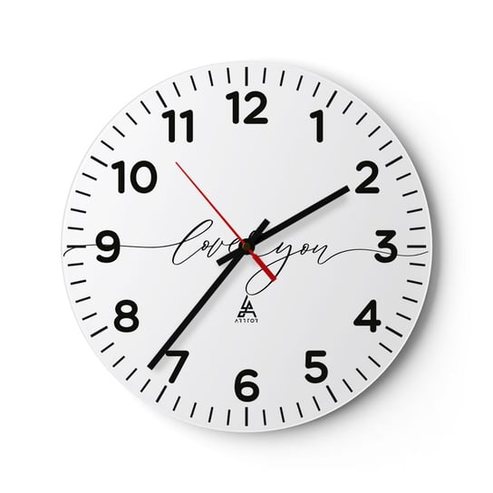 Zegar ścienny -  Czarno na białym - 30x30cm - Typografia Afirmacja Maksyma - Okrągły zegar ścienny - Nowoczeny Stylowy Zegar do salonu do kuchni - Cichy i Modny zegar ARTTOR