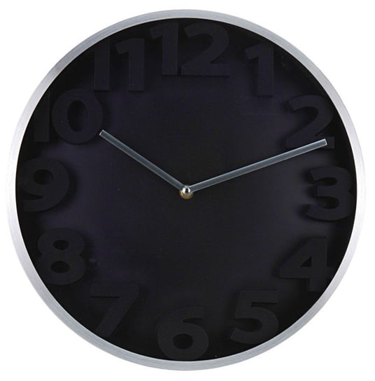 Zegar ścienny, czarno-srebrny, 35,5 cm 