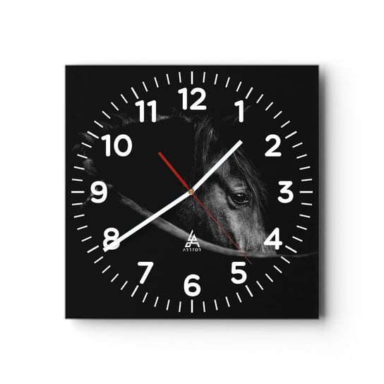 Zegar ścienny - Czarny książę - 30x30cm - Koń Zwierzę Artystyczny - Kwadratowy zegar ścienny - Nowoczeny Stylowy Zegar do salonu do kuchni - Cichy i Modny zegar ARTTOR